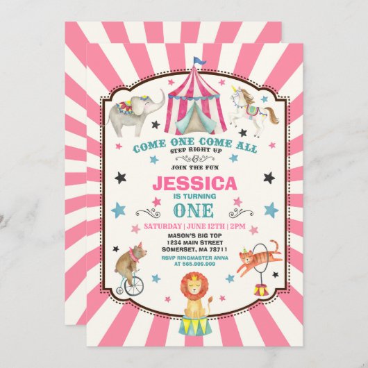 Carnaval de cirque Invitation Cirque Party (Devant / Derrière)