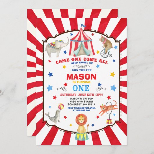 Carnaval de cirque Invitation Cirque Party (Devant / Derrière)