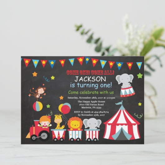Carnaval de cirque Invitation de fête d'anniversai (Debout devant)