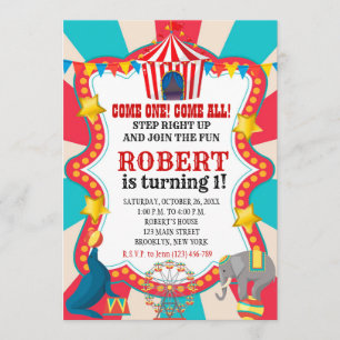 Carnaval de cirque Invitation de fête d'anniversai