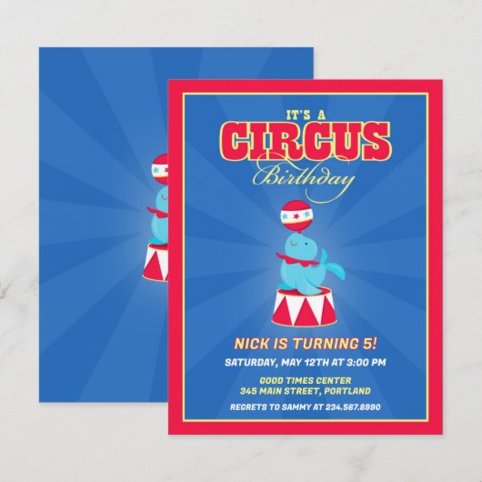 Carnaval de cirque Invitation de fête d'anniversai (Devant / Derrière)