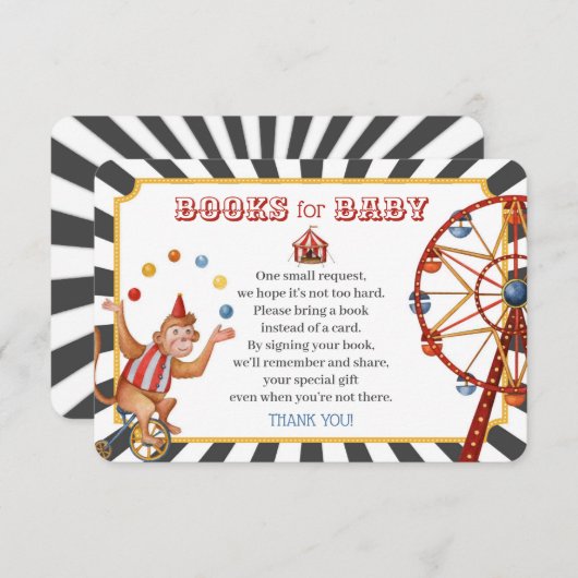 carnaval de cirque livres pour invitation bébé ins (Devant / Derrière)