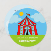 Carnaval de cirque pour enfants Invitations d'anni (Devant / Derrière)