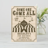 Carnaval de cirque vintage Invitation d'anniversai (Debout devant)
