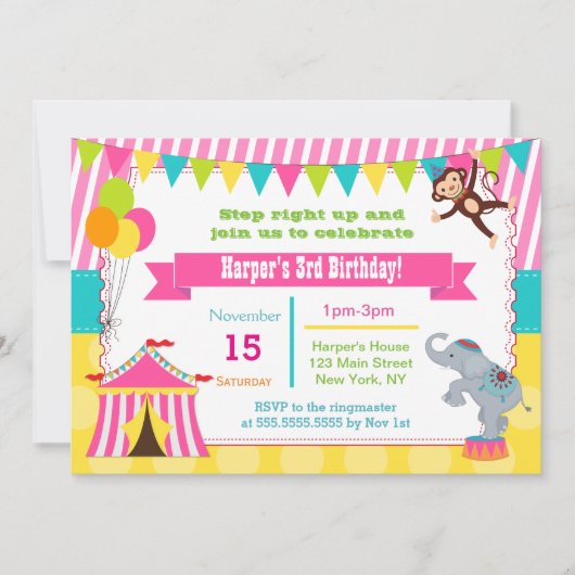 Carnaval de Girls Circus Invitations (Devant)