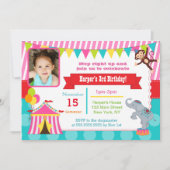 Carnaval de Pink Circus - Invitations d'anniversai (Devant)
