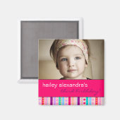 Carnaval de Stripes Anniversaire Photo Magnet (Recto/Verso)