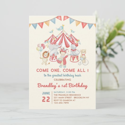 Carnaval des animaux de cirque mignons Invitation  (Debout devant)