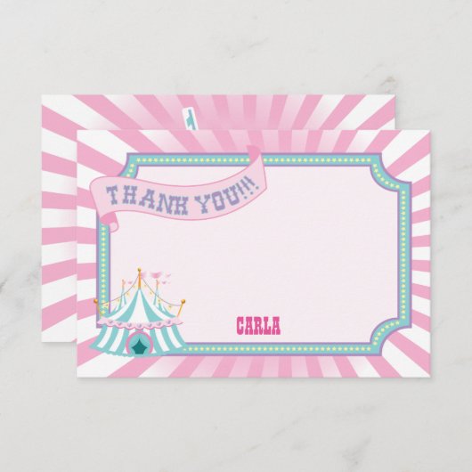 Carnaval en pastel, cartes de Merci (Devant / Derrière)