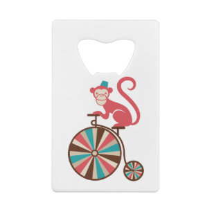 Carnaval Festival Thema cute circus aap ontwerp Kredietkaart Flessenopener