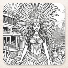 Carnaval in Brazilië Kleuren Vierkante Kartonnen Onderzetter