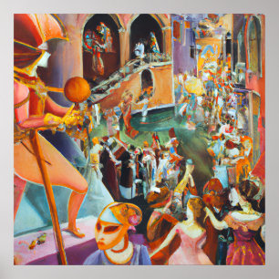 Carnaval in Venetië-schilderij Poster