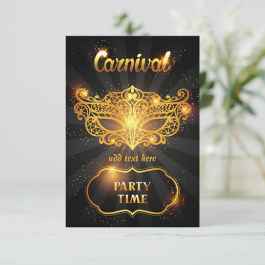 Carnaval Invitation Carte Plat (Debout devant)
