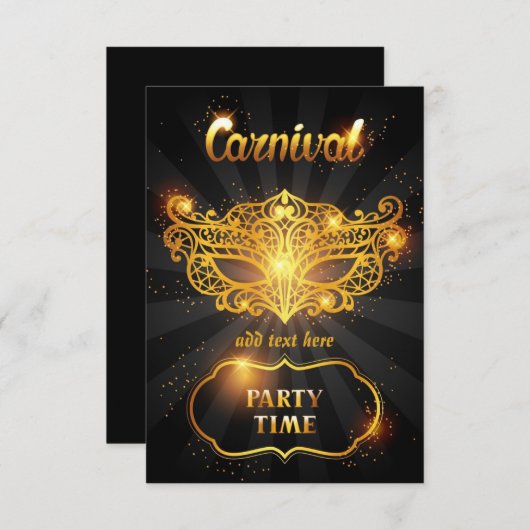 Carnaval Invitation Carte Plat (Devant / Derrière)