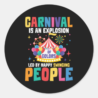 Carnaval is een explosie van kleuren ronde sticker