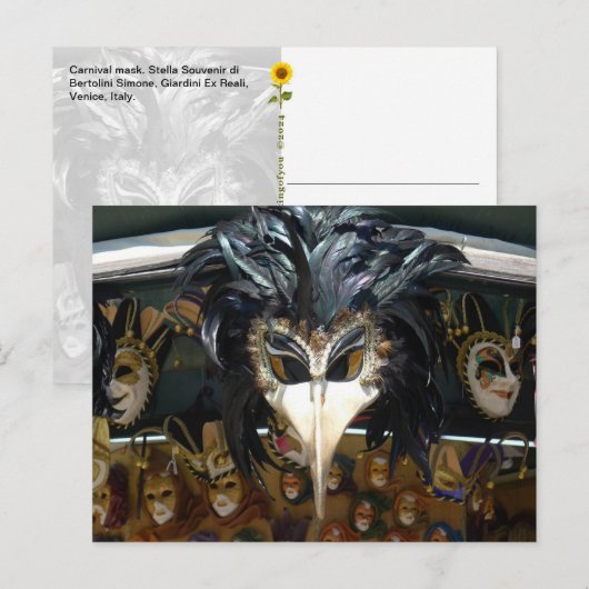 Carnaval Mask, Venetië, Italië - briefkaart (Voorkant / Achterkant)