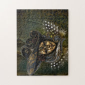 Carnaval Masker-Groene Damask Puzzel (Verticaal)