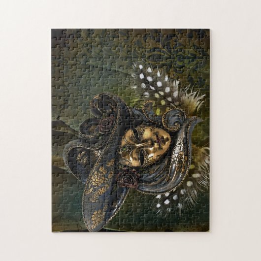 Carnaval Masque vert Damas Puzzle (Vertical)