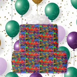 Carnaval Modern Abstract Schilderij Verjaardagscad Cadeaupapier