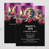 Carnaval nacht circus vuurwerk masquerade paarse kaart (Voorkant / Achterkant)