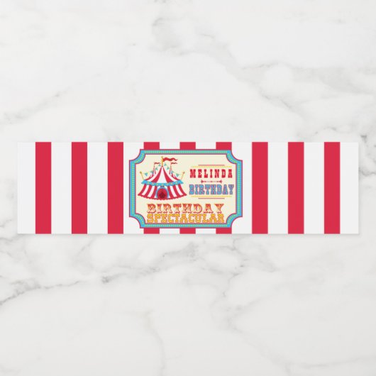 Carnaval of Circus, spectaculaire verjaardag Waterfles Etiket (Enkel label)