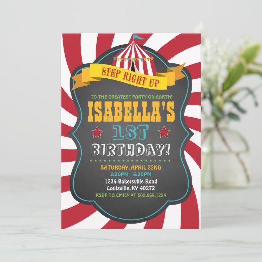 Carnaval ou cirque Anniversaire Fête Invitation (Debout devant)