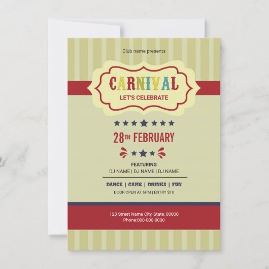 Carnaval Party Flyer Kaart (Voorkant)