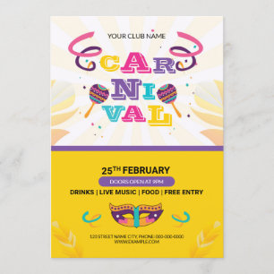 Carnaval Party Flyer-uitnodiging Kaart