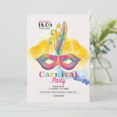 Carnaval Party Invitation Kaart (Staand voorkant)
