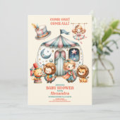 Carnaval Party Roze Circus Baby shower Kaart (Staand voorkant)