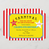 Carnaval rayé Anniversaire Fête Billet Invitation (Devant / Derrière)