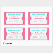Carnaval rose Turquoise Merci Billet Sticker (Feuille)