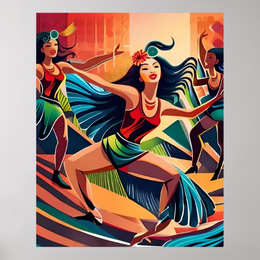 Carnaval schilderij: Dans vieren in Rio Streets Poster (Voorkant)