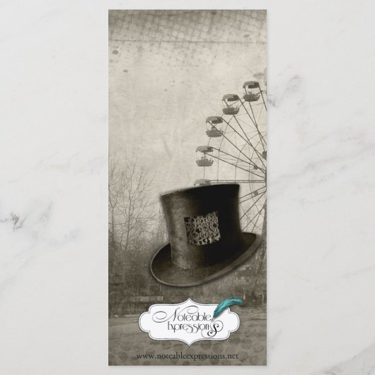 Carnaval Steampunk Top Hat Menu Mariage (Dos)