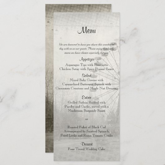 Carnaval Steampunk Top Hat Menu Mariage (Devant / Derrière)