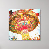 Carnaval swing ride foto retro blauwe lucht canvas afdruk (Voorkant)