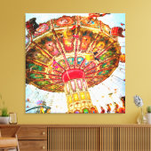 Carnaval swing ride foto retro blauwe lucht canvas afdruk (Insitu (Woonkamer))