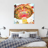 Carnaval swing ride foto retro blauwe lucht canvas afdruk (Insitu (Slaapkamer))