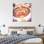 Carnaval swing ride roze lucht foto retro canvas afdruk (Insitu (Slaapkamer))
