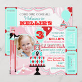 Carnaval Tent Cake verjaardagsuitnodiging Kaart (Voorkant / Achterkant)