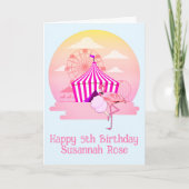 Carnaval van Fun Flamingo Kinder 5e verjaardag Kaart (Voorkant)