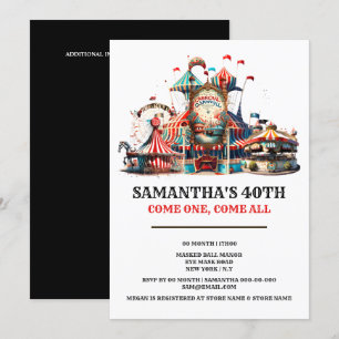 Carnaval verjaardag retro circus tent carousal wie kaart