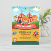 Carnaval Verjaardag Uitnodiging Circus Party (Staand voorkant)