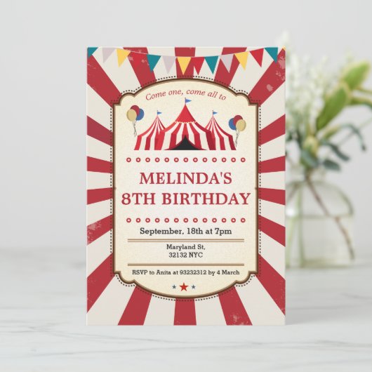 carnaval verjaardagsfeestuitnodigingen kaart (Staand voorkant)