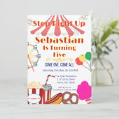 Carnavalfeest Uitnodiging met Tent Dak & Snacks (Staand voorkant)