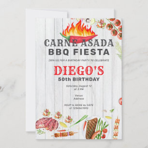 Carne Asada Rustiek Mexicaanse BBQ Verjaardagsfees Kaart