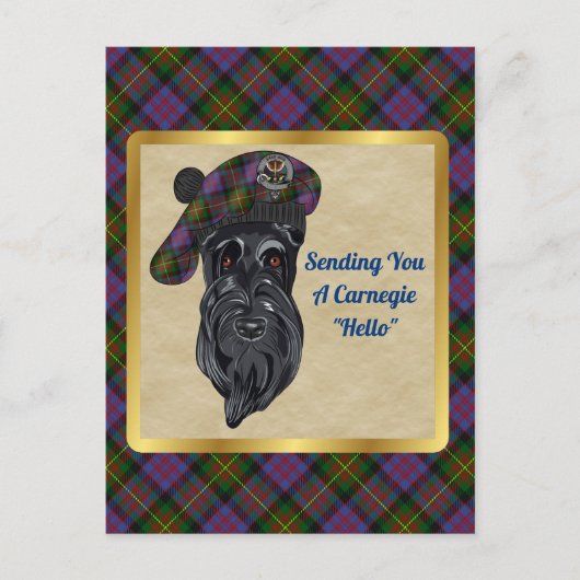 Carnegie Clan Badge & Carte Postale Tartan (Devant)