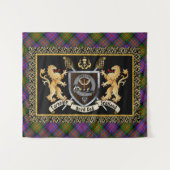 Carnegie Clan Badge & Motto w/Lions Wandkleed (Voorkant (horizontaal))
