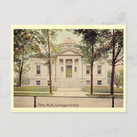 Carnegie Library, Flint, Vintage van Michigan Briefkaart (Voorkant)