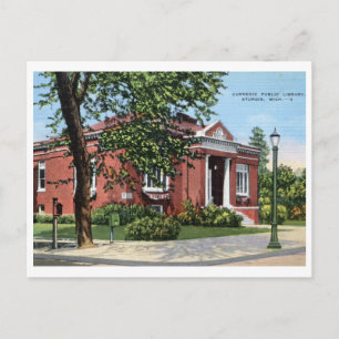 Carnegie Library, Sturgis, Vintage van Michigan Briefkaart